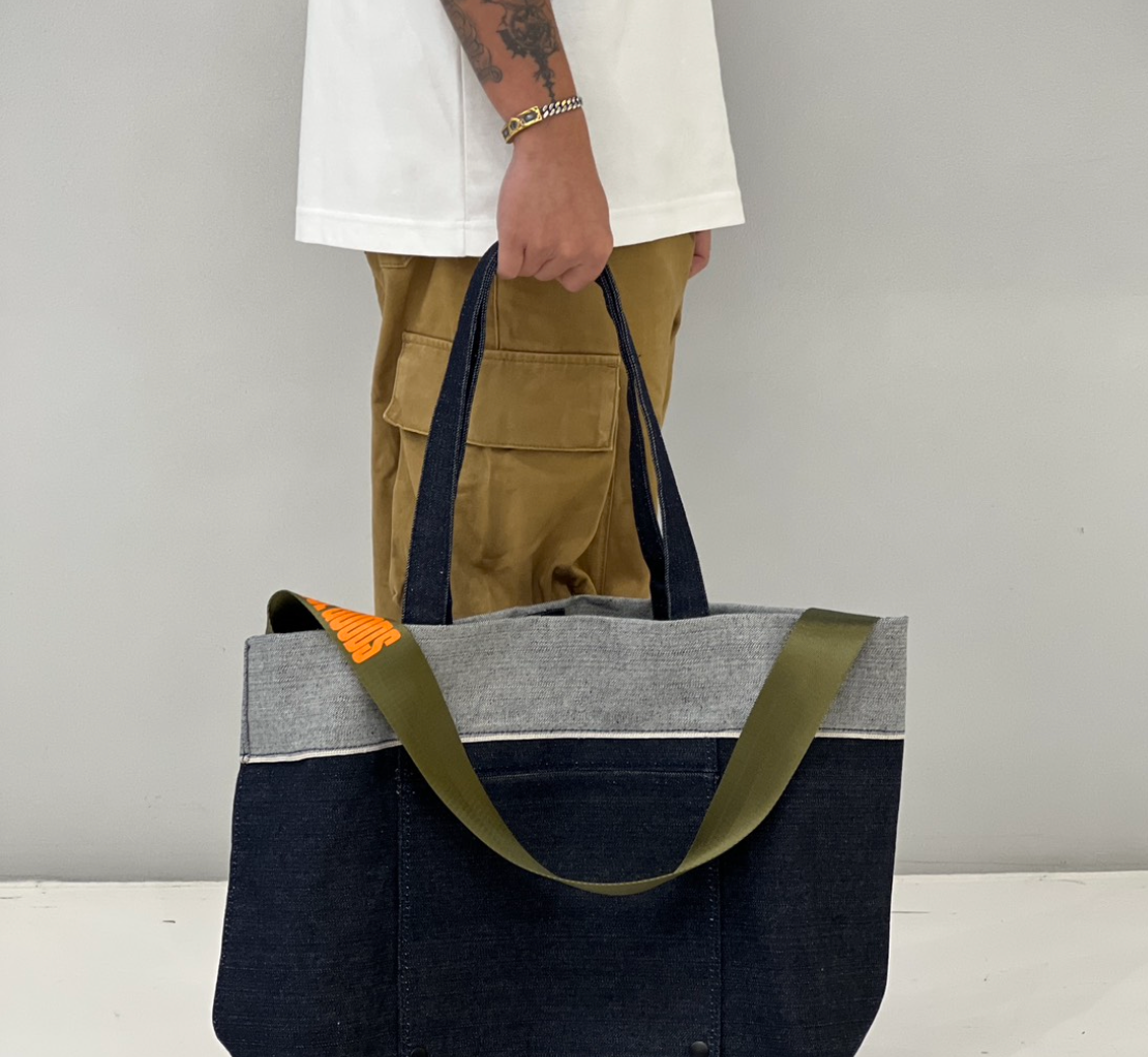 Soul goods denim tote - military green strap — view 2