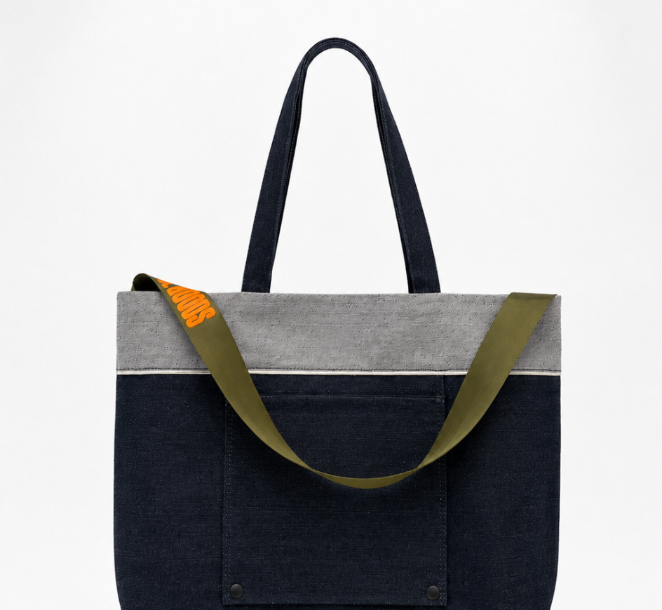 Soul goods denim tote - military green strap