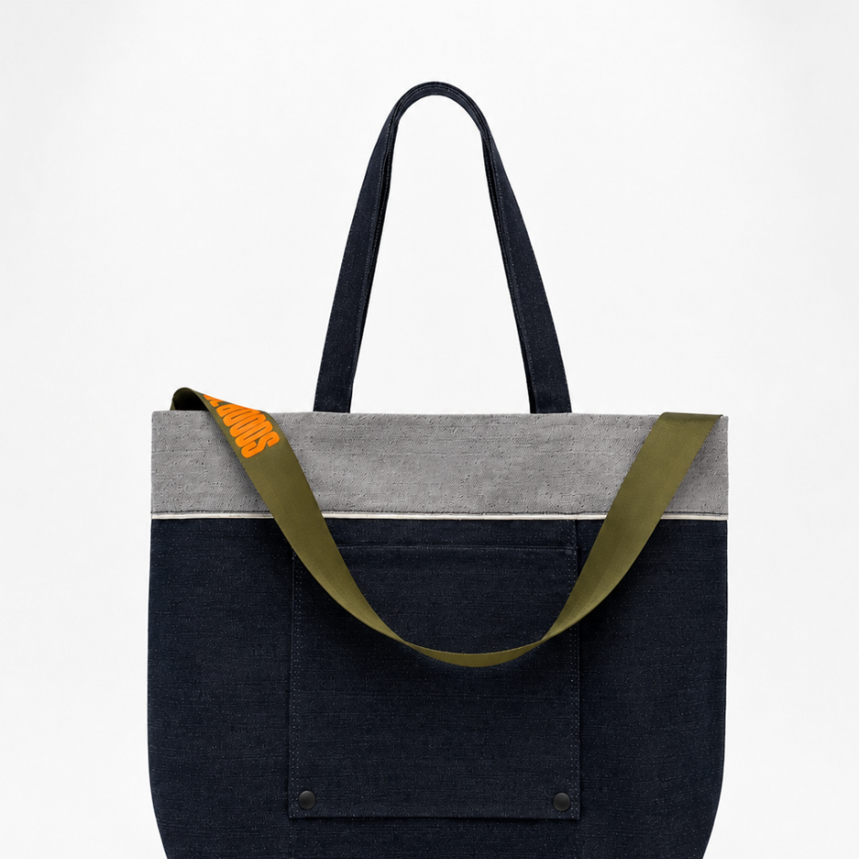 Soul goods denim tote - military green strap