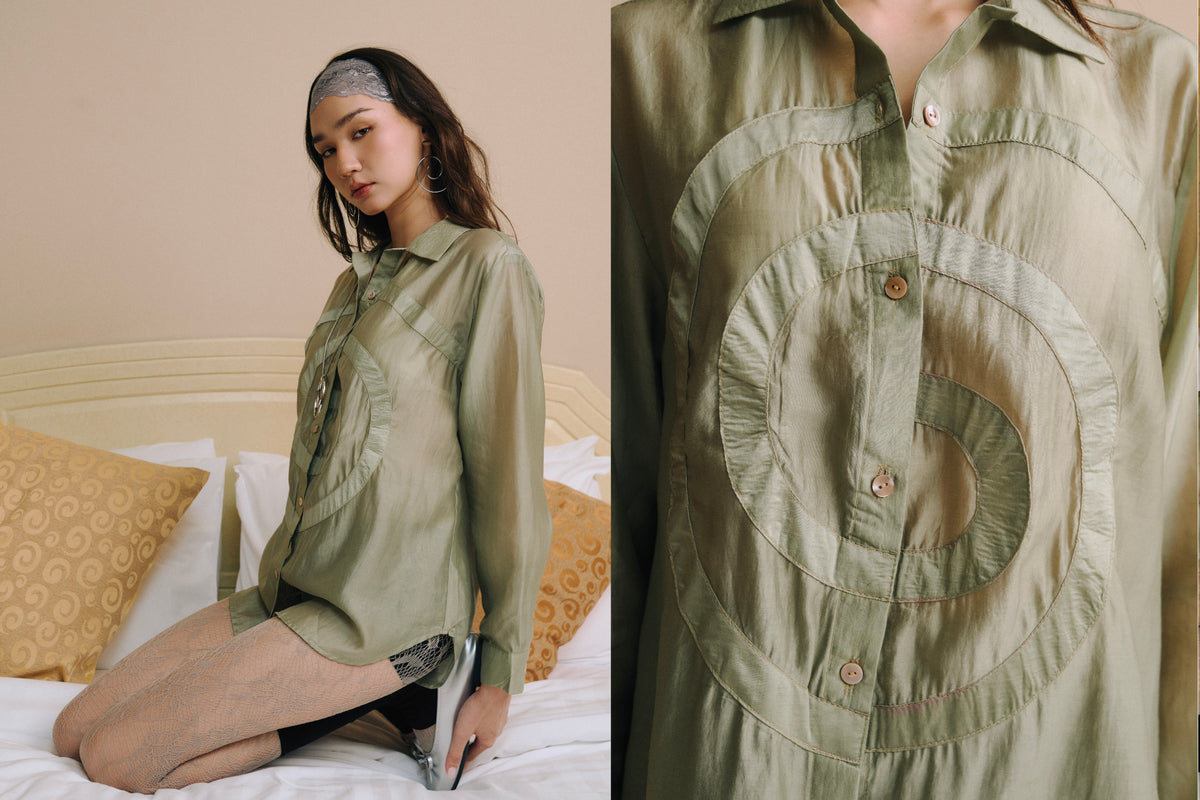 Spiral Sheer Shirt in Jade — view 5